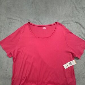 NWT Jones New York Women's Dress Size 3X Hot Pink Short Sleeve Shirt Dress‎